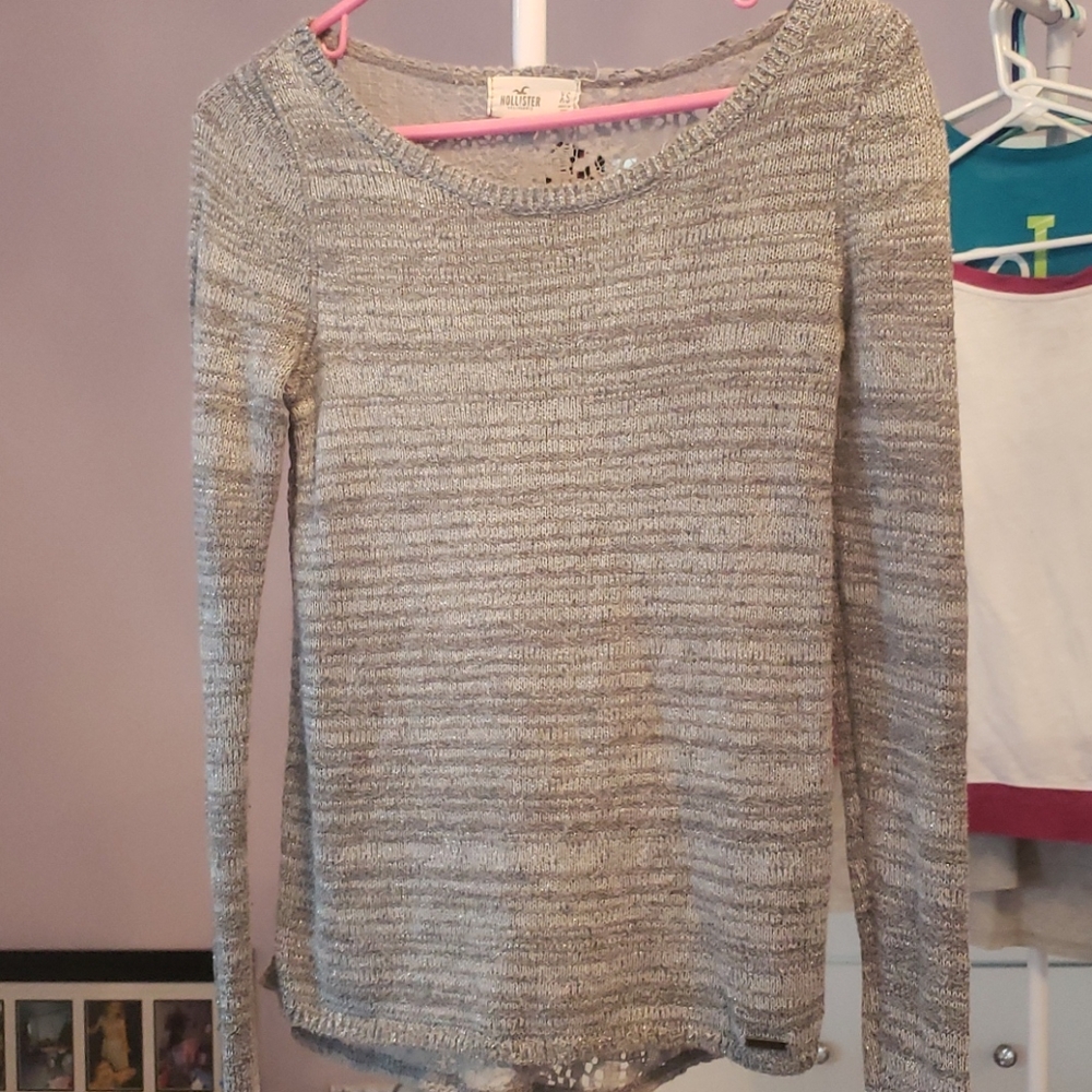 Hollister Grey Sweater With Lace Back